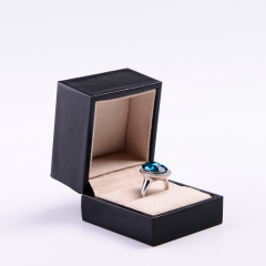 FANXI TC-H008 Luxury Custom Logo Printed Wholesale Black PU Leather Wedding Ring Boxes Paper Packaging Suede Jewelry Ring Box
