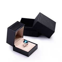 FANXI TC-H008 Luxury Custom Logo Printed Wholesale Black PU Leather Wedding Ring Boxes Paper Packaging Suede Jewelry Ring Box