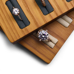 FANXI Accept Custom Solid Wood Jewelry Display Creamy White Dark Grey Microfiber ring bangle Display