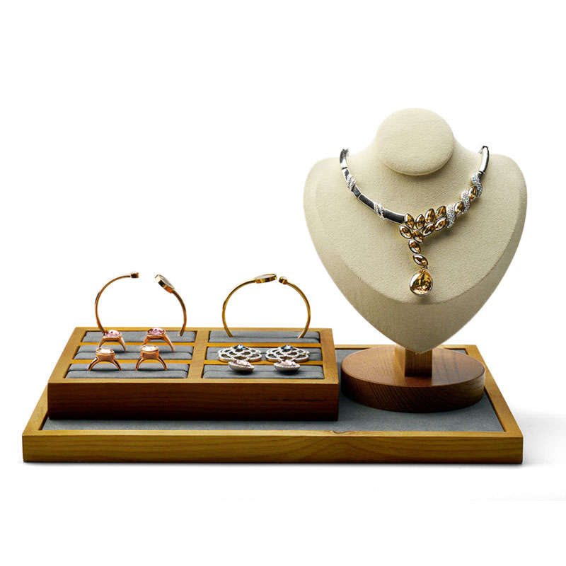 FANXI Wholesale Customized Solid Wood Jewelry Display Stand Fashion Storage Rack Hanging Ring Bangle Display Holder