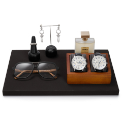 FANXI Custom Watch Display Stand Microfiber solid Wood Jewelry Window Display Set