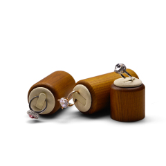FANXI Round Shape Display stand With Solid Wood Microfiber For Rings Display