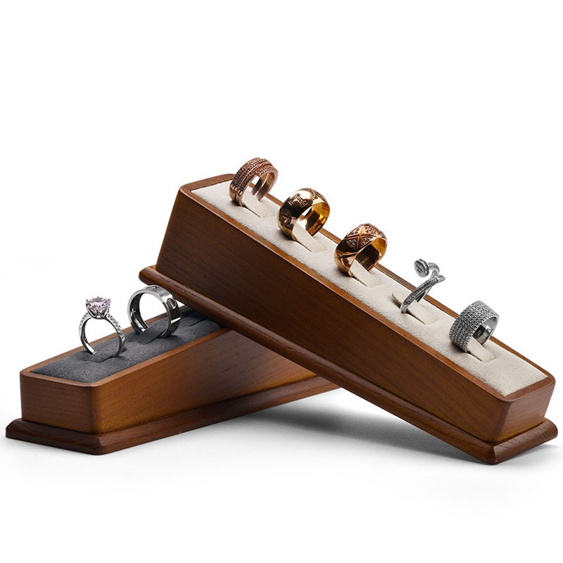 FANXI SM105 solid woodmicrofiber trapezoid ring display stand