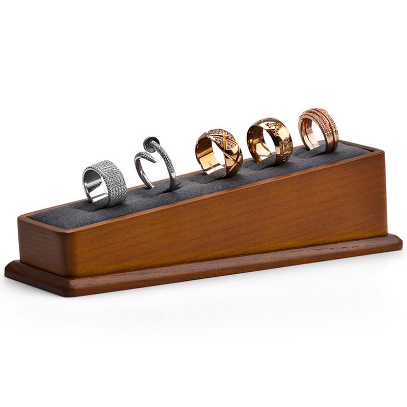 FANXI SM105 solid woodmicrofiber trapezoid ring display stand
