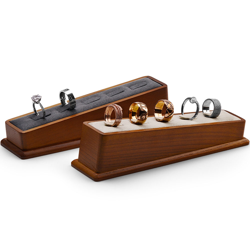 FANXI SM105 solid woodmicrofiber trapezoid ring display stand