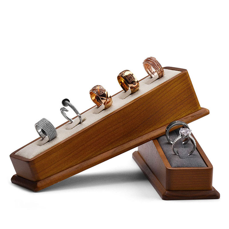 FANXI SM105 solid woodmicrofiber trapezoid ring display stand