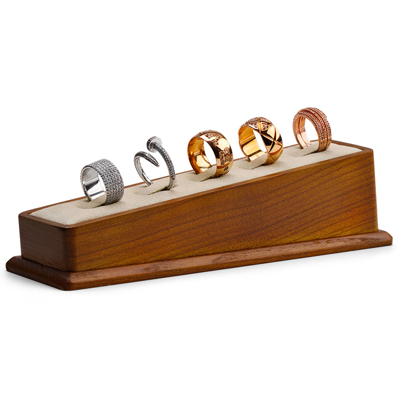 FANXI SM105 solid woodmicrofiber trapezoid ring display stand