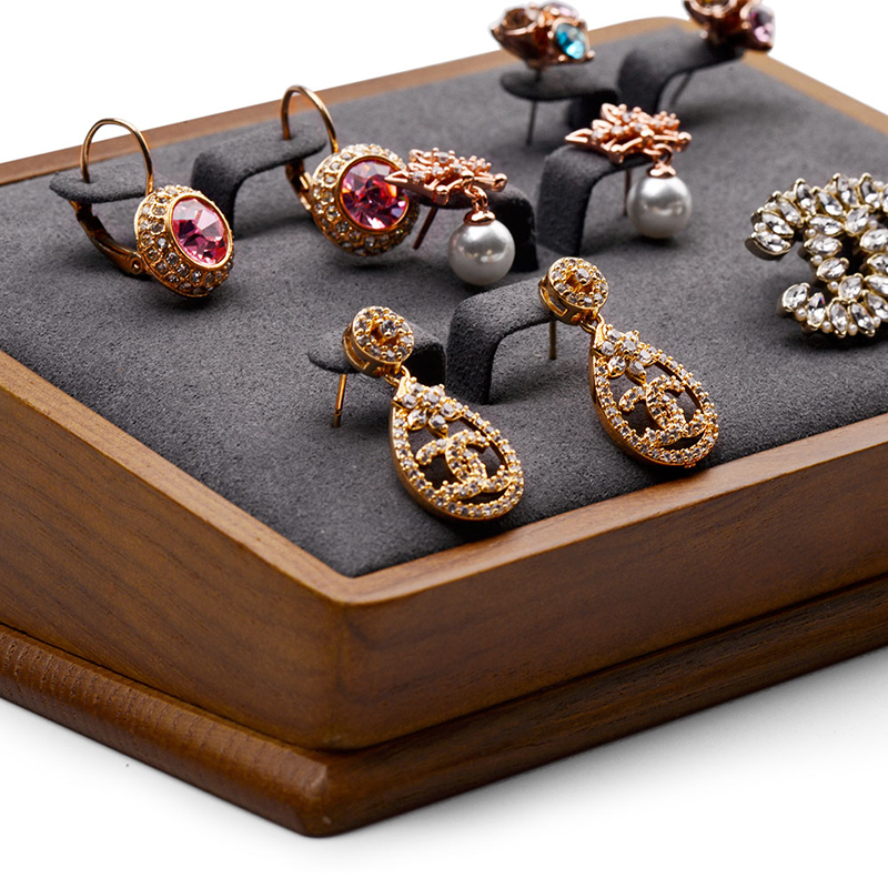 FANXI SM106 solid wood microfiber earring jewelry display stand