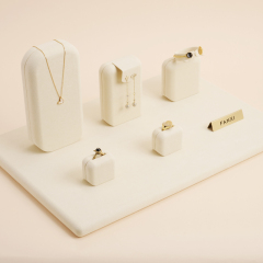 FANXI TT084 new customized beige microfiber jewelry display stand ring earrings pendant bracelet bangle necklace jewelry display set