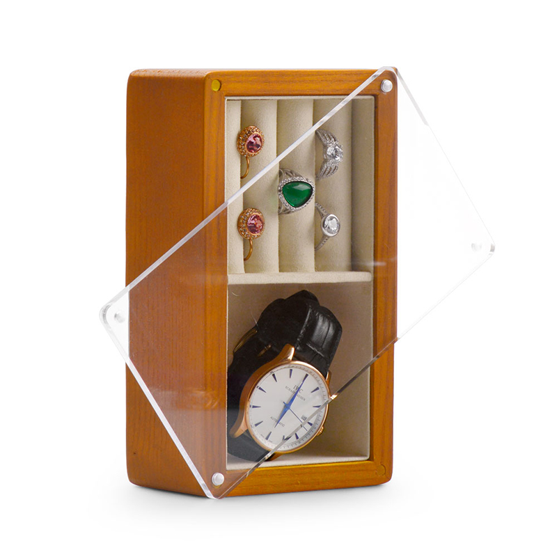 FANXI SM135 Wholesale Custom Solid Wooden Jewelry Box with Transparent Glass Lid Jewelry organizer Jewellery Case