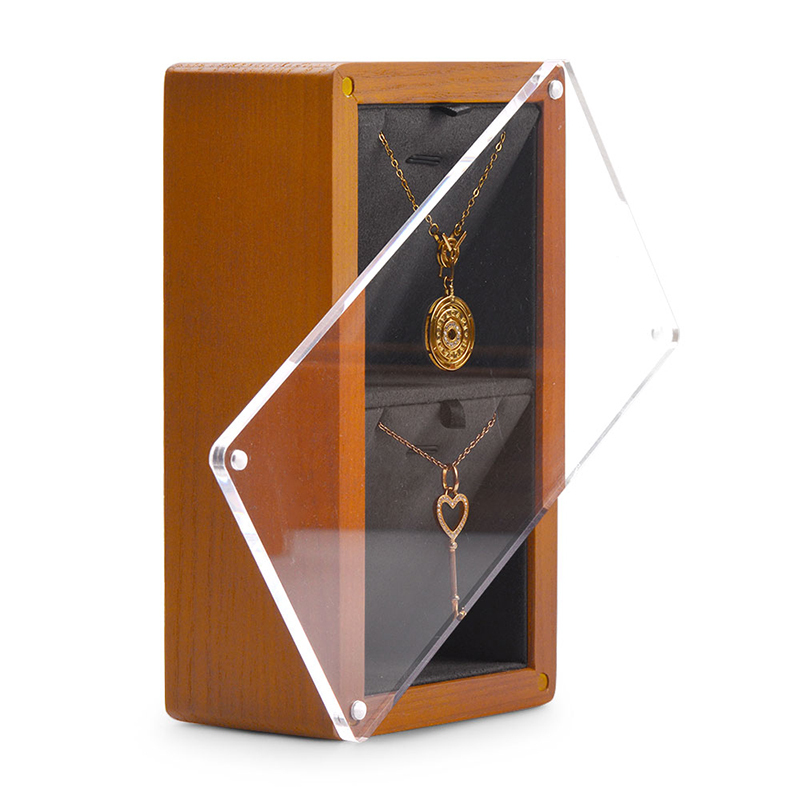 FANXI SM135 Wholesale Custom Solid Wooden Jewelry Box with Transparent Glass Lid Jewelry organizer Jewellery Case