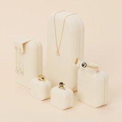 FANXI TT084 new customized beige microfiber jewelry display stand ring earrings pendant bracelet bangle necklace jewelry display set