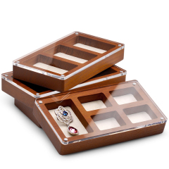 FANXI SM133 Custom New solid wood case jewelry display microfiber exhibitor jewelry case transparent lid display tray