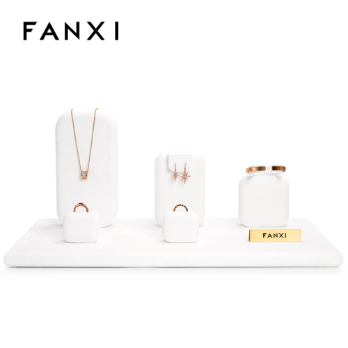 Fanxi TT082 Custom White Window jewelry display cabinetfor ring earring long chain necklace pendant Jewelry display sets