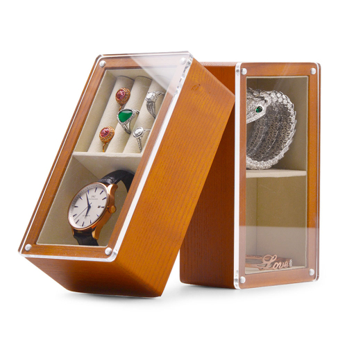 FANXI SM135 Wholesale Custom Solid Wooden Jewelry Box with Transparent Glass Lid Jewelry organizer Jewellery Case