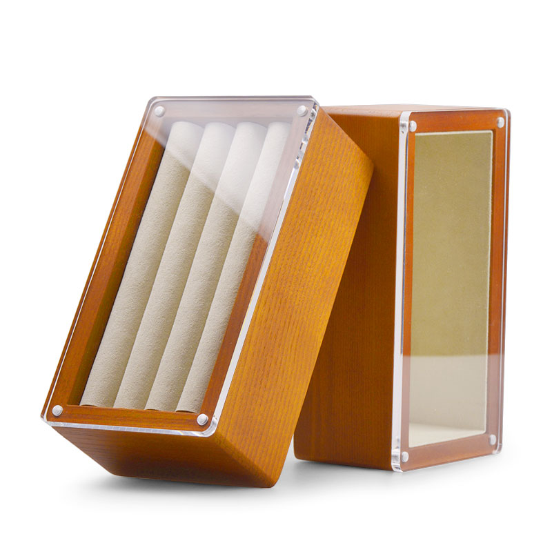 FANXI SM135 Wholesale Custom Solid Wooden Jewelry Box with Transparent Glass Lid Jewelry organizer Jewellery Case