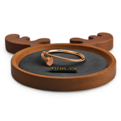 FANXI SM126 High quality wood microfiber deer shape ring bangle earring necklace display stand