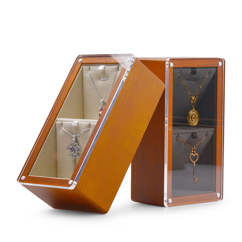 FANXI SM135 Wholesale Custom Solid Wooden Jewelry Box with Transparent Glass Lid Jewelry organizer Jewellery Case