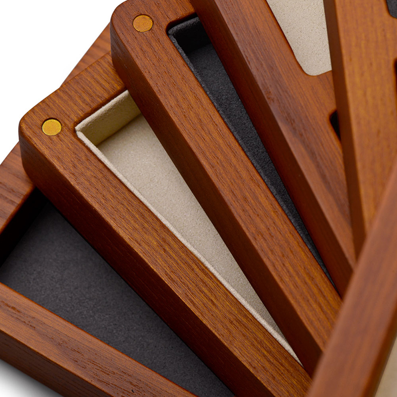 FANXI SM133 Custom New solid wood case jewelry display microfiber exhibitor jewelry case transparent lid display tray