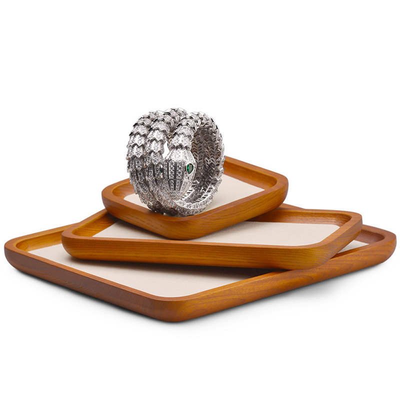 FANXI SM129 new microfiber ring earring bangle necklace jewelry solid wood tray