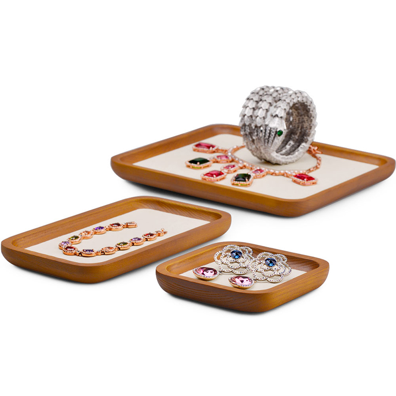 FANXI SM129 new microfiber ring earring bangle necklace jewelry solid wood tray