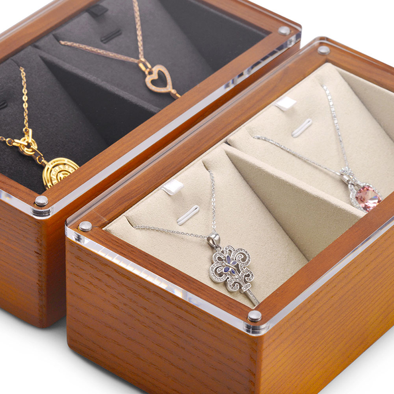 FANXI SM135 Wholesale Custom Solid Wooden Jewelry Box with Transparent Glass Lid Jewelry organizer Jewellery Case