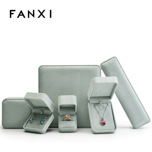 FANXI H060 Wholesale Luxury Microfiber Custom Color And Custom Logo Jewelry Packing Wedding Ring Box