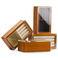 FANXI SM135 Wholesale Custom Solid Wooden Jewelry Box with Transparent Glass Lid Jewelry organizer Jewellery Case