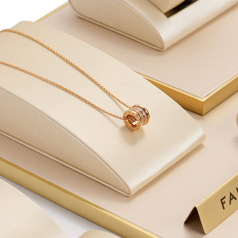 Fanxi TT078 New Arrival Orange Color Leather Materials Jewelry Display Set for Showcase