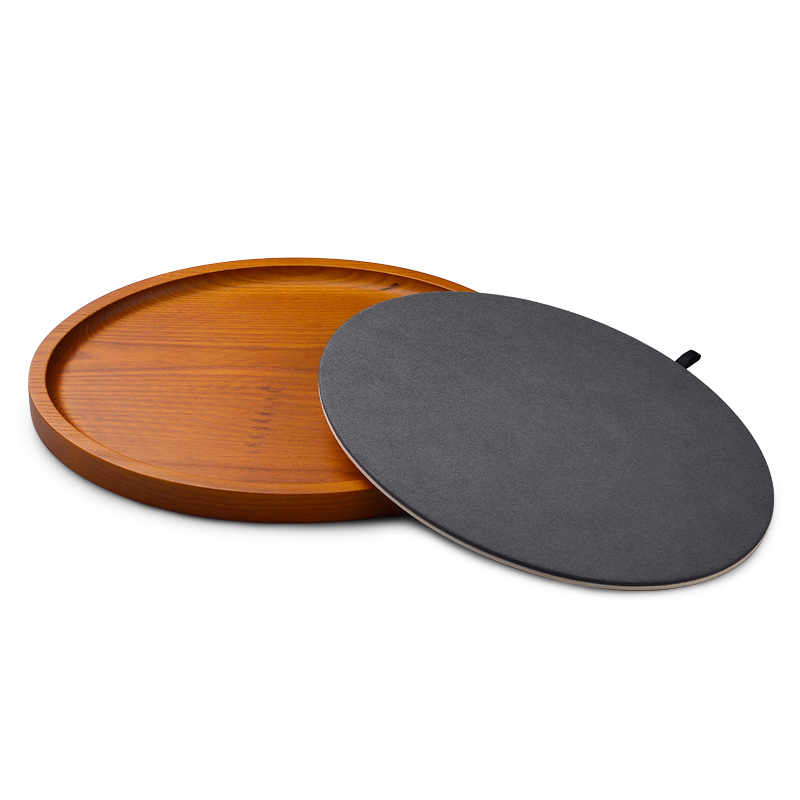 Fanxi SM156 New arrival vintage Wood ring earring necklace microfiber serving tray round shape customized logo jewelry display