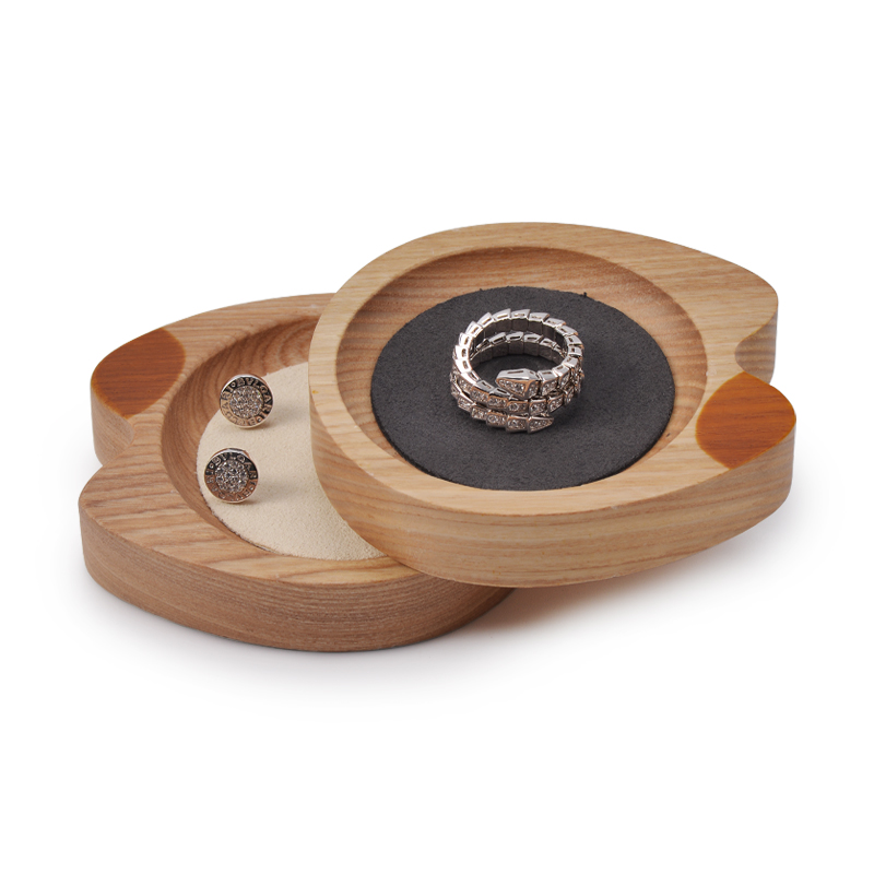 Fanxi SM152 New arrival vintage Wood ring earring necklace microfiber serving tray mini cat shape customized logo jewelry display