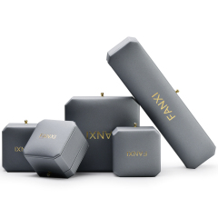 FANXI H075 New wholesale Octagonal shape Jewellery Packaging Box Ring Necklace Boxes light grey Pu leatherJewelry Packing Gift Box