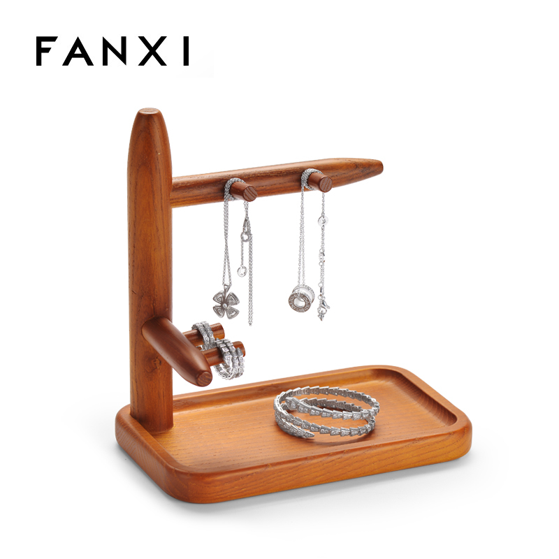 FANXI SM198 New Custom Solid Wood Jewelry Display Bangle Bracelet Ring Erring Jewelry Display Trays