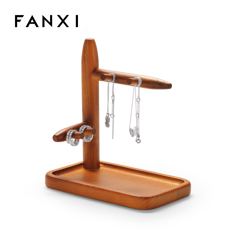 FANXI SM198 New Custom Solid Wood Jewelry Display Bangle Bracelet Ring Erring Jewelry Display Trays