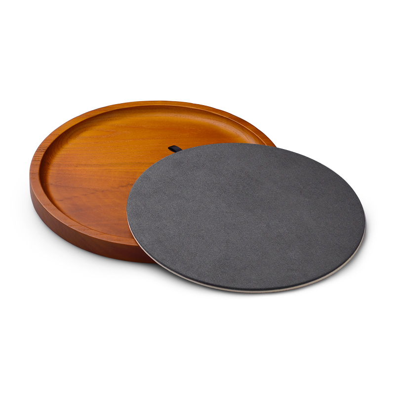 Fanxi SM156 New arrival vintage Wood ring earring necklace microfiber serving tray round shape customized logo jewelry display
