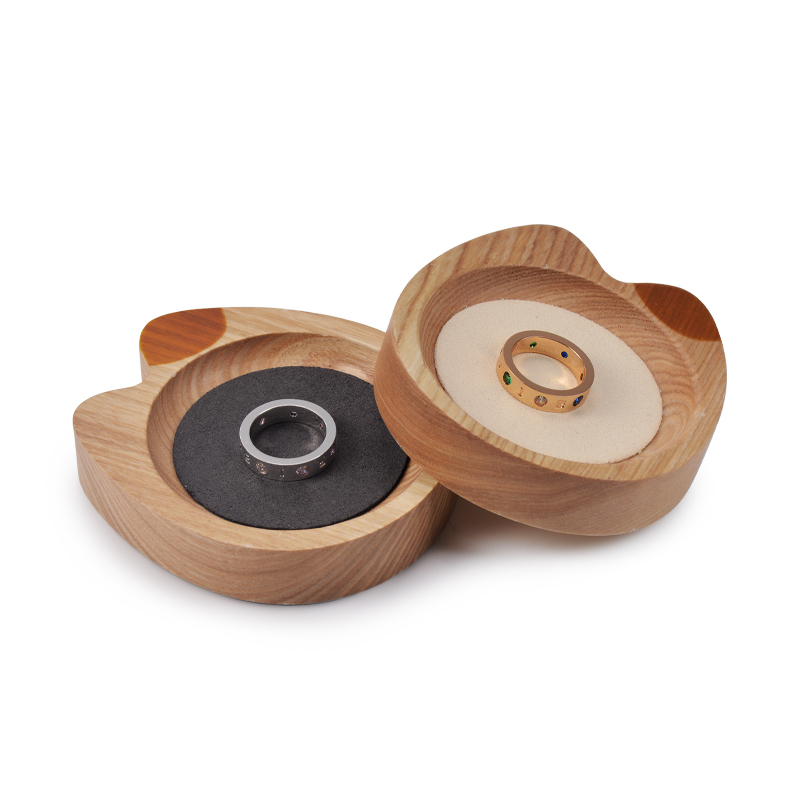 Fanxi SM152 New arrival vintage Wood ring earring necklace microfiber serving tray mini cat shape customized logo jewelry display