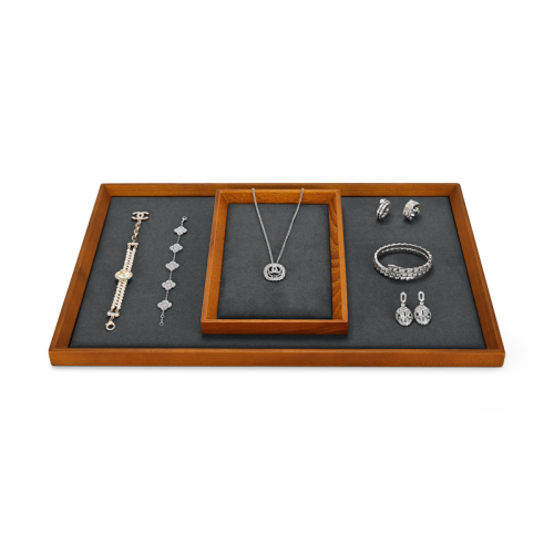 Fanxi SM193 Hot sale cheap price for Wood ring earring necklace microfiber tray mini cat shape customized logo jewelry display