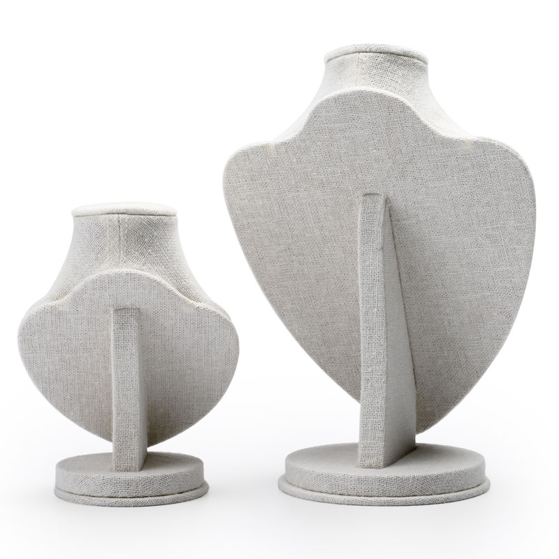 FANXI RX024 China Product Custom Linen Heart Display Stand For Necklace/Pendant Mannequin Doll Jewelry Holder Figurines