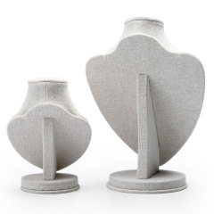FANXI RX024 China Product Custom Linen Heart Display Stand For Necklace/Pendant Mannequin Doll Jewelry Holder Figurines