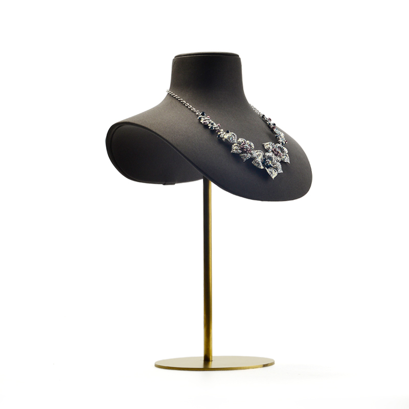 FANXI RX03303 Custom Hot sale Jewelry Necklace Bust Resin Black Metal Leather Jewelry Display Stand Necklace Pendant Holder