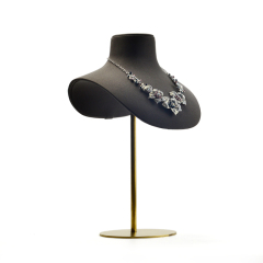 FANXI RX03303 Custom Hot sale Jewelry Necklace Bust Resin Black Metal Leather Jewelry Display Stand Necklace Pendant Holder