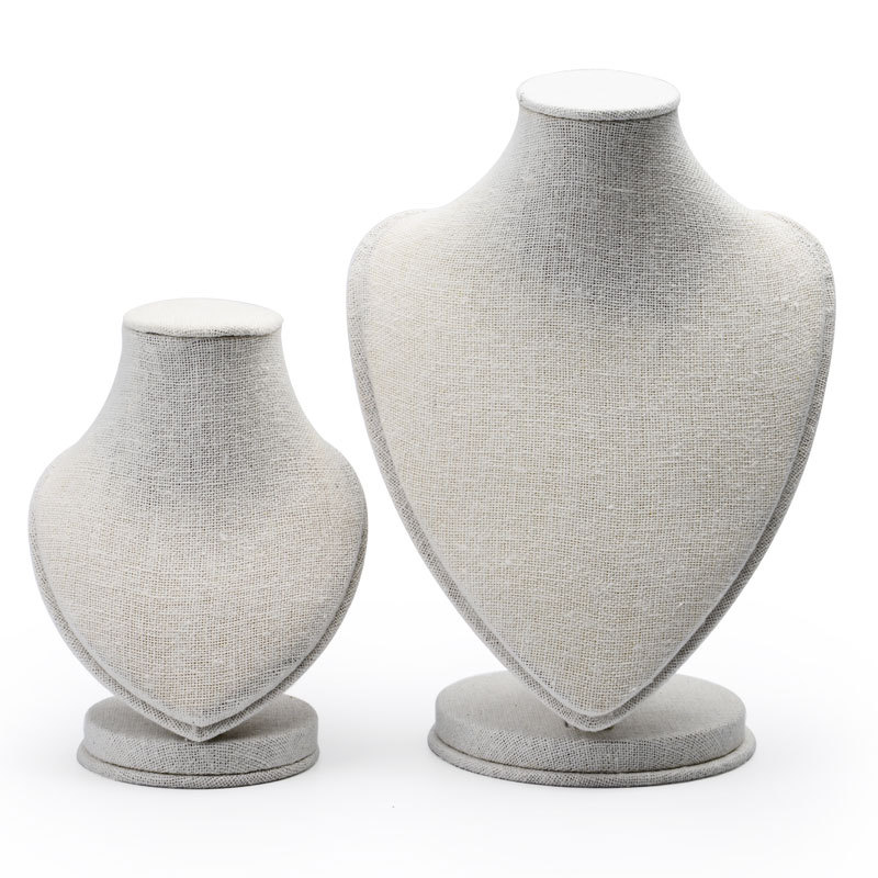 FANXI RX024 China Product Custom Linen Heart Display Stand For Necklace/Pendant Mannequin Doll Jewelry Holder Figurines