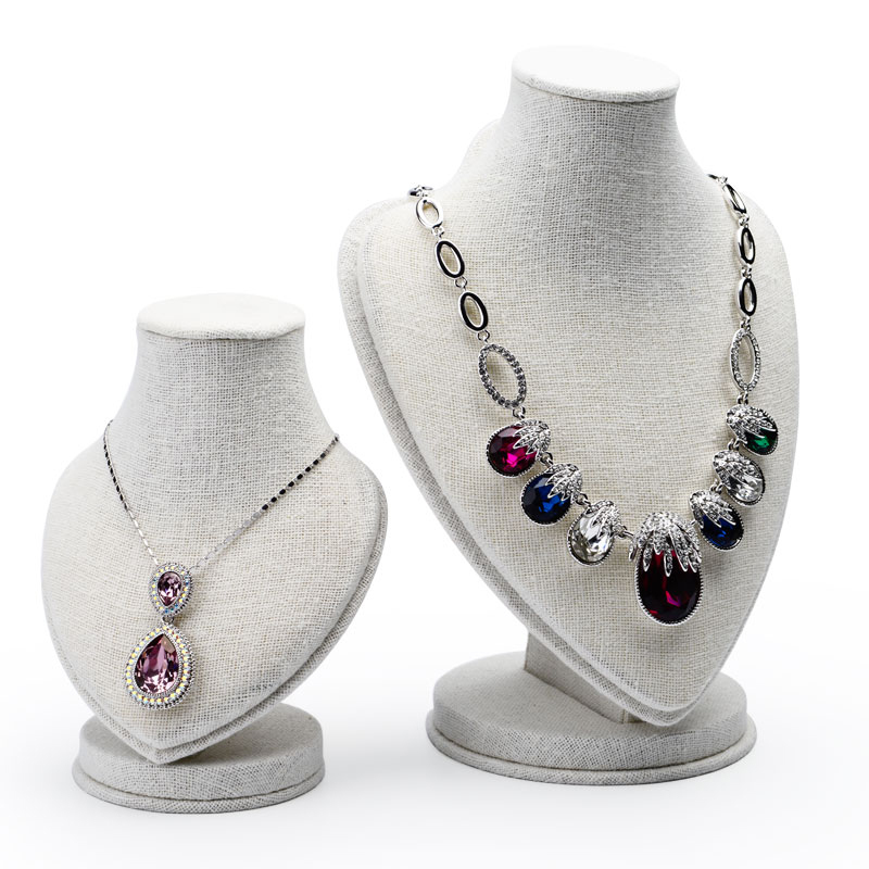 FANXI RX024 China Product Custom Linen Heart Display Stand For Necklace/Pendant Mannequin Doll Jewelry Holder Figurines