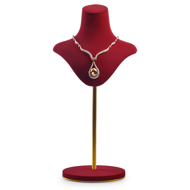 FANXI RX03305 Custom Hot sale Jewelry Necklace Bust Resin Black Metal Leather Jewelry Display Stand Necklace Pendant Holder