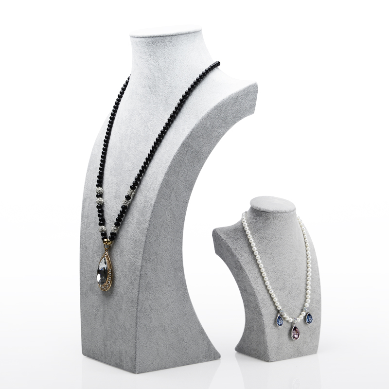 FANXI RX021 Factory Handmade Gray Ice Velvet Jewelry Display Busts