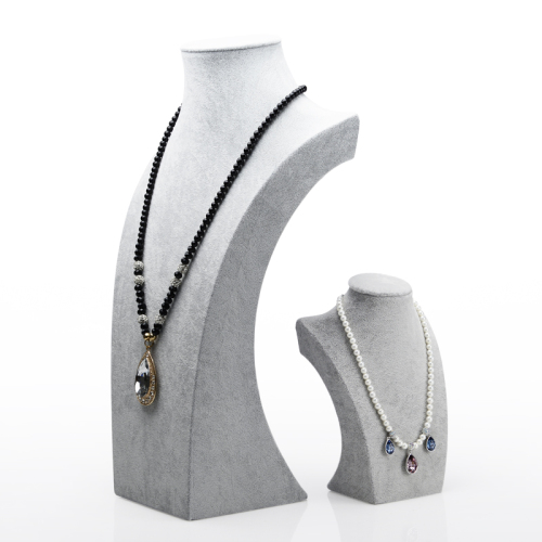 FANXI RX021 Factory Handmade Gray Ice Velvet Jewelry Display Busts Mannequin Showcase Necklace Display Bust