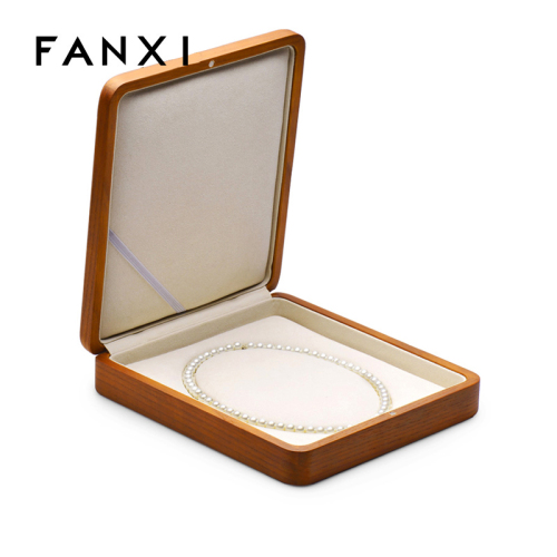 FANXI H105 high-end quality luxury wooden big pearl diamond necklace jewelry boxes