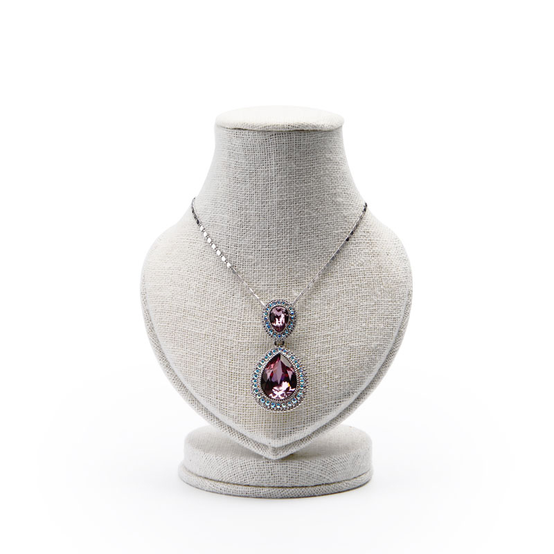FANXI RX024 China Product Custom Linen Heart Display Stand For Necklace/Pendant Mannequin Doll Jewelry Holder Figurines