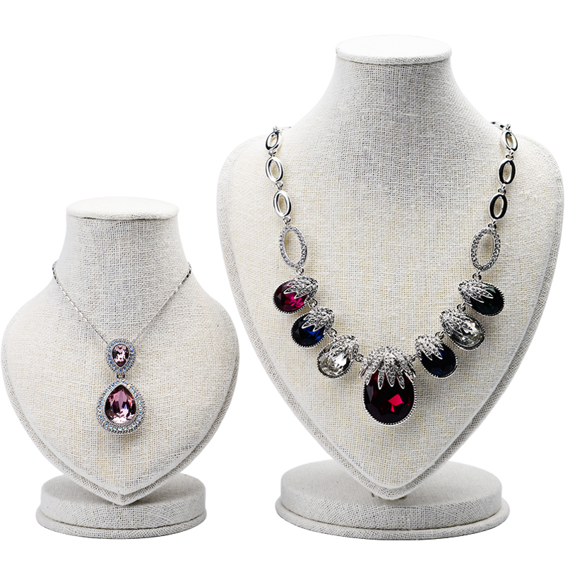 FANXI RX024 China Product Custom Linen Heart Display Stand For Necklace/Pendant Mannequin Doll Jewelry Holder Figurines