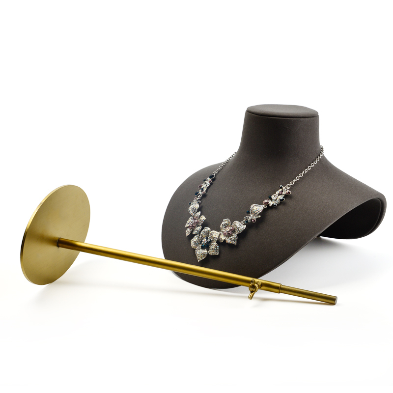 FANXI RX03303 Custom Hot sale Jewelry Necklace Bust Resin Black Metal Leather Jewelry Display Stand Necklace Pendant Holder